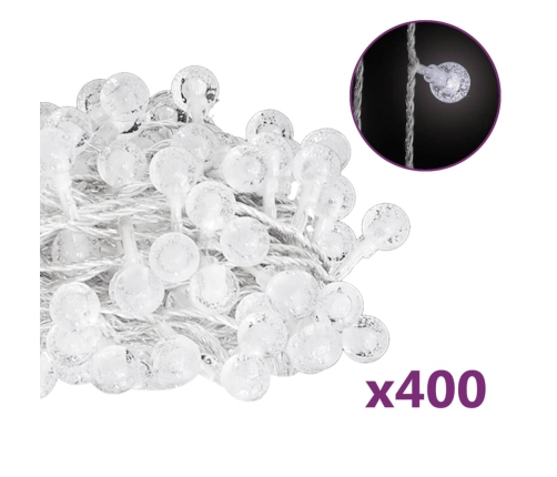 Guirnalda de luces globos 8 funciones 40 m 400 LEDs blanco frío