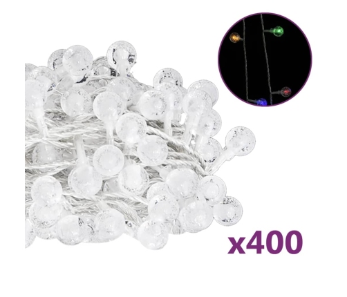 Guirnalda de luces globos 8 funciones 40 m 400 LEDs de colores