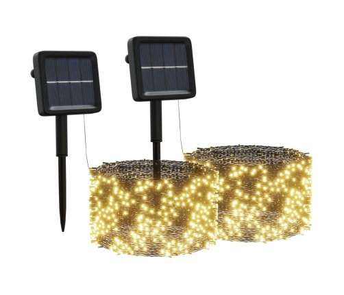 Tiras de luces solares LED 2 uds blanco cálido