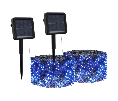 Tiras de luces solares LED 2 uds azul interior/exterior