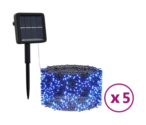 Tiras de luces solares LED 5 uds azul interior/exterior