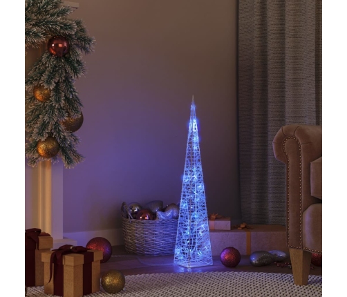 Cono de luz LED decorativo acrílico azul 60 cm