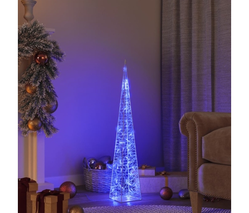 Cono de luz LED decorativo acrílico azul 90 cm