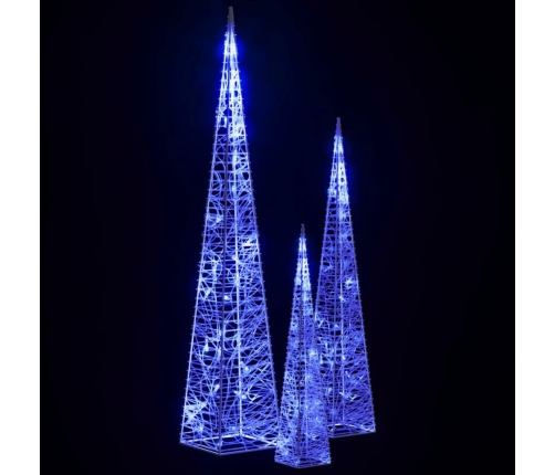 Set de cono de luz LED decorativo acrílico azul 30/45/60cm