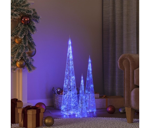 Set de cono de luz LED decorativo acrílico azul 30/45/60cm