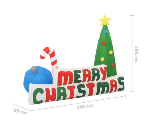 Árbol de Navidad inflable Merry Christmas con LEDs 240x188 cm