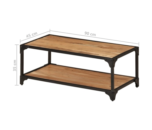 Mesa de centro de madera maciza acacia 90x45x35 cm