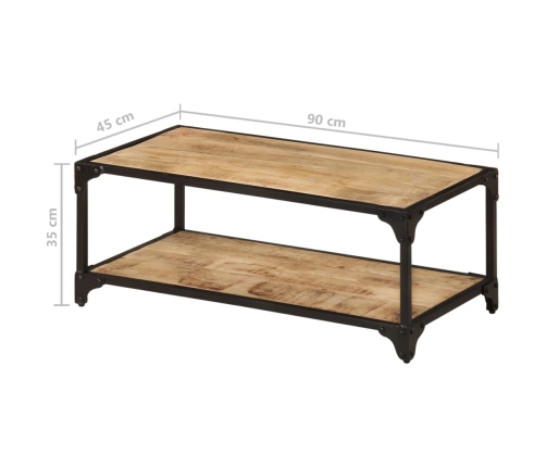 Mesa de centro de madera maciza de mango rugosa 90x45x35 cm