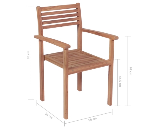 Sillas apilables de jardín 8 uds madera de teca con cojines