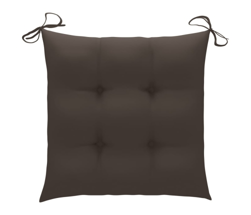 Sillas de jardín 8 uds madera teca con cojines gris taupe