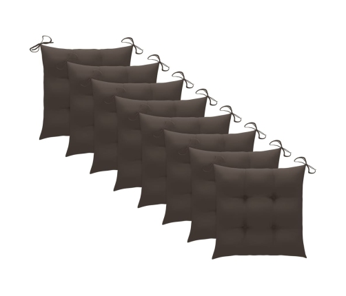 Sillas de jardín 8 uds madera teca con cojines gris taupe