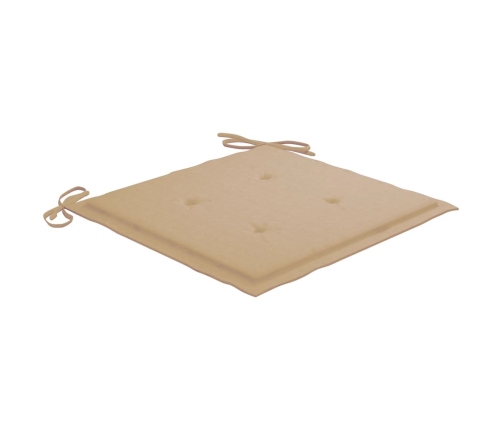 vidaXL Sillas de comedor 8 unidades madera de teca con cojines beige