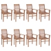 Sillas de comedor 8 unidades madera de teca con cojines beige