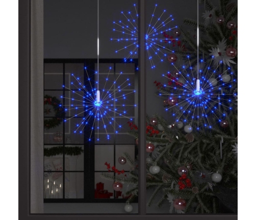 Luces de petardo de navidad exterior azul 2 uds 280 LED 20 cm