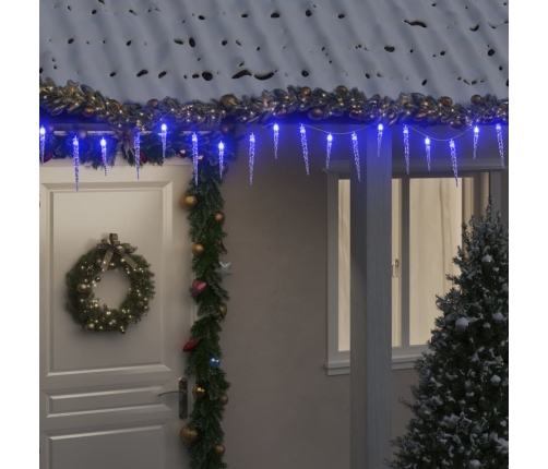 Luces carámbanos de Navidad control remoto 40 uds acrílico azul