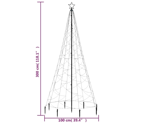 Árbol de Navidad con poste de metal 500 LEDs blanco frío 3 m