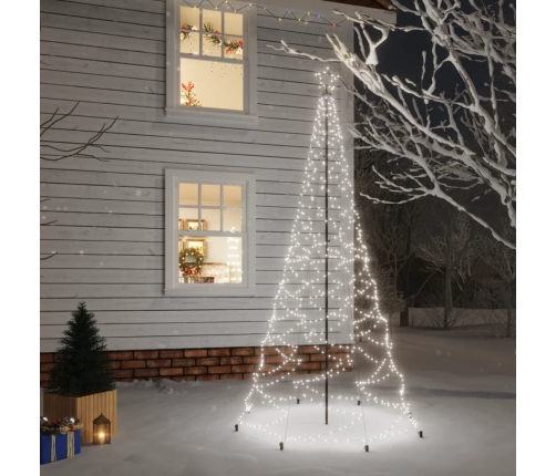 Árbol de Navidad con poste de metal 500 LEDs blanco frío 3 m