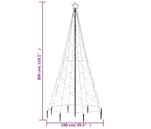 Árbol de Navidad con poste de metal 500 LEDs azul 3 m