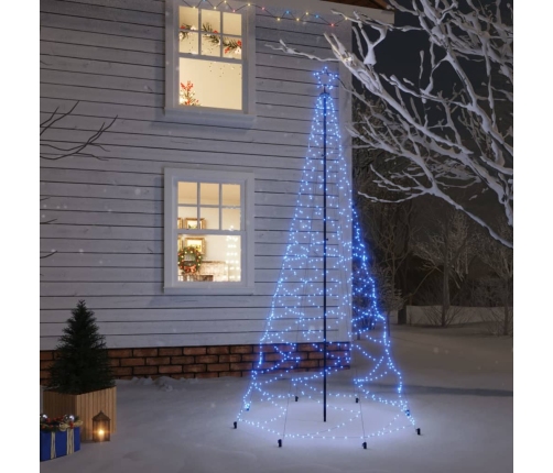 Árbol de Navidad con poste de metal 500 LEDs azul 3 m