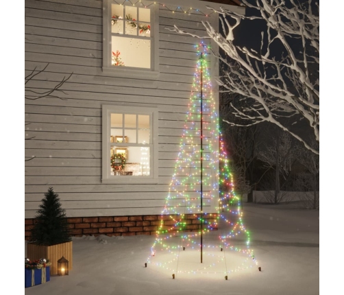 Árbol de Navidad con poste de metal 500 LEDs de colores 3 m