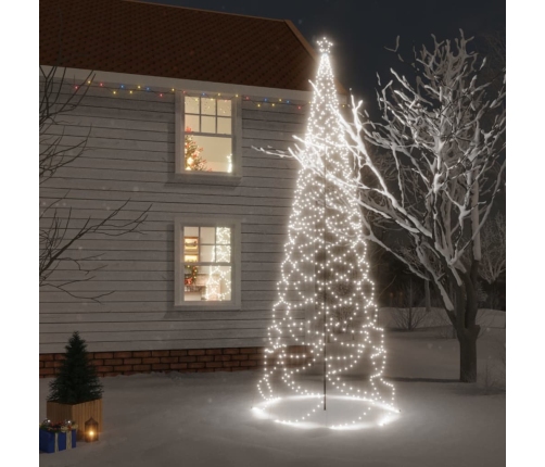 Árbol de Navidad con poste de metal 1400 LEDs blanco frío 5 m