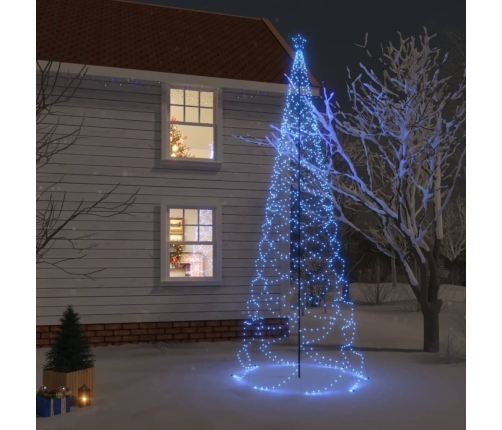 Árbol de Navidad con poste de metal 1400 LEDs azul 5 m