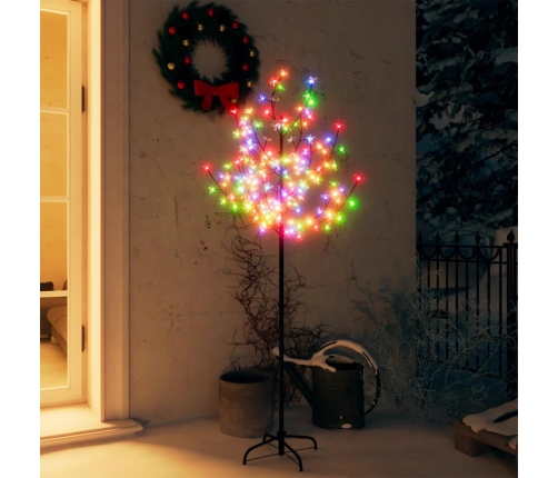 Árbol de Navidad 120 LEDs de colores flores de cerezo 150 cm