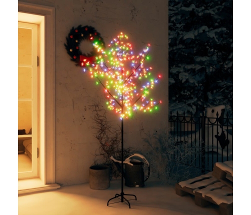 Árbol de Navidad 200 LEDs de colores flores de cerezo 180 cm