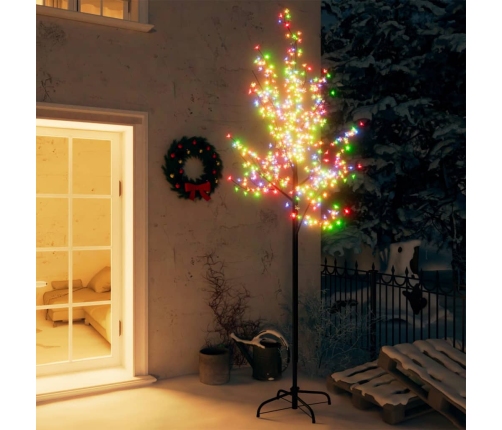 Árbol de Navidad 220 LEDs de colores flores de cerezo 220 cm