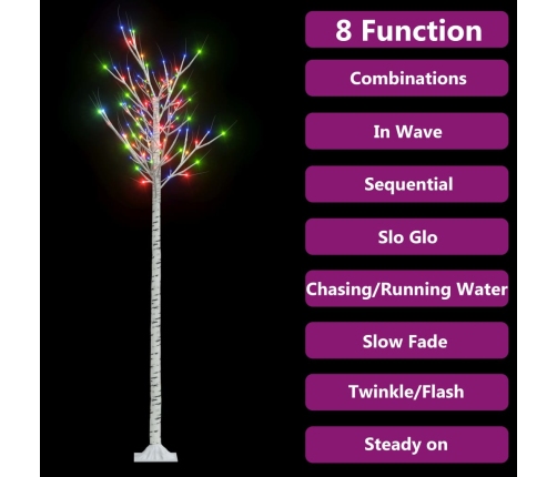 Árbol de Navidad LED de colores sauce interior y exterior 2,2 m