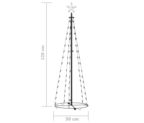 Árbol de Navidad cónico 70 LED blanco frío 50x120 cm