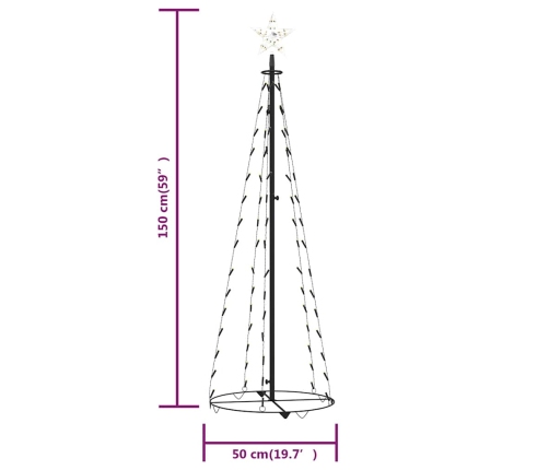 Árbol de Navidad cónico 84 LED blanco cálido 50x150 cm