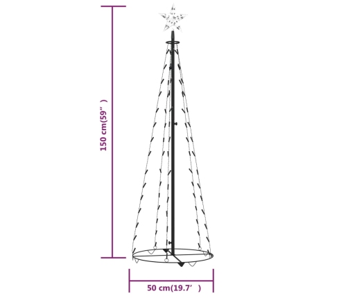 Árbol de Navidad cónico 84 LED blanco frío 50x150 cm