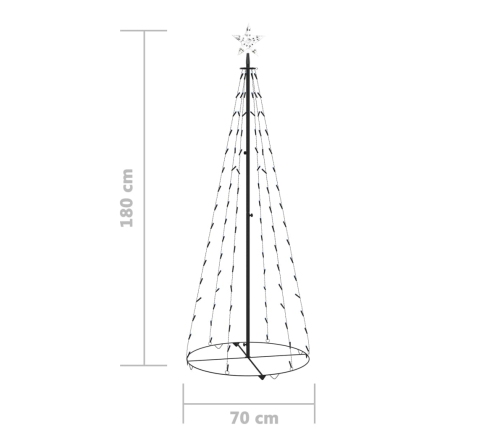 Árbol cono de Navidad 100 LEDs azul 70x180 cm