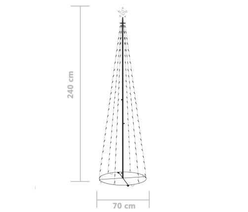 Árbol cono de Navidad 136 LEDs blanco frío 70x240 cm