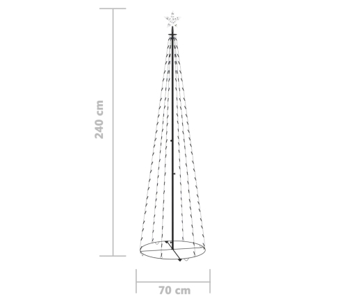 Árbol cono de Navidad 136 LEDs azul 70x240 cm