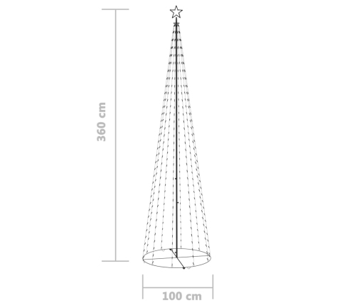 Árbol cono de Navidad 400 LEDs blanco frío 100x360 cm