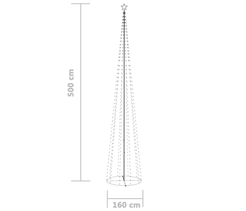 Árbol de Navidad cónico 752 LEDs blanco frío 160x500 cm