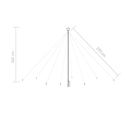 LED árbol de Navidad interior y exterior 576 LED azul 3,6 m