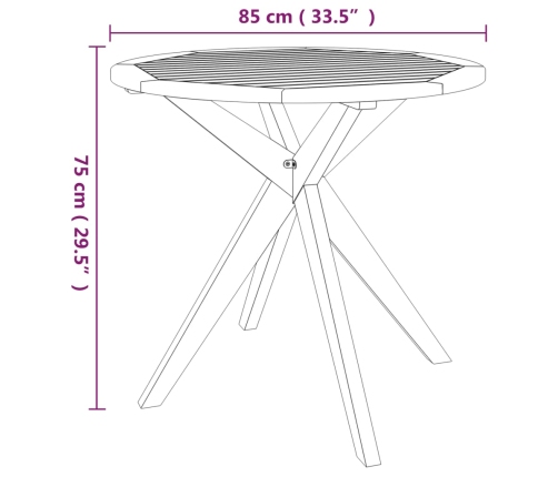 Mesa de jardín madera maciza de acacia 85x85x75 cm