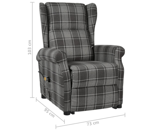 Sillón de masaje elevable de tela gris