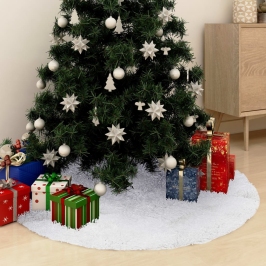 Falda del árbol de Navidad blanca 122 cm cuero sintético