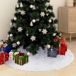 Falda del árbol de Navidad de lujo blanca cuero sintético 122cm