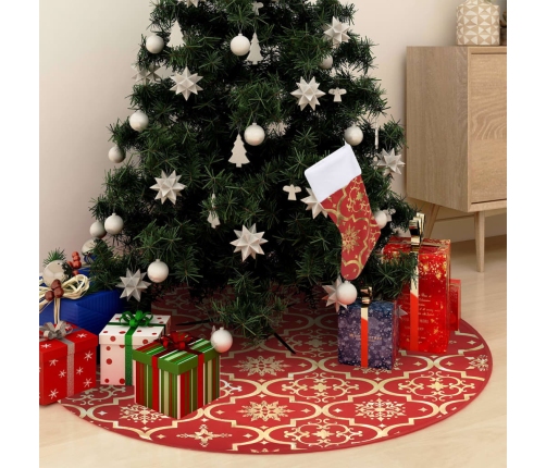 Falda del árbol de Navidad de lujo con calcetín tela roja 90 cm