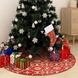 Falda del árbol de Navidad de lujo con calcetín tela roja 122cm