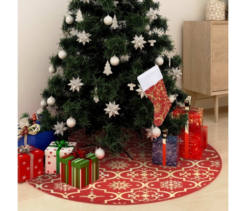 Falda del árbol de Navidad de lujo con calcetín tela roja 122cm