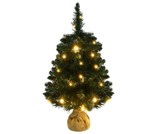 Árbol de Navidad preiluminado con luces y soporte verde 60 cm