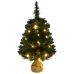 Árbol de Navidad preiluminado con luces y soporte verde 60 cm