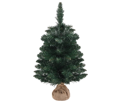 Árbol de Navidad preiluminado con luces y soporte verde 60 cm