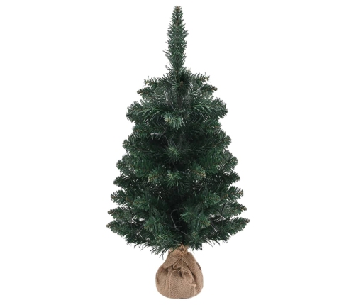 Árbol de Navidad preiluminado con luces y soporte verde 90 cm